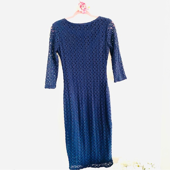 💕 Blue Knit Long Sleeves MIDI Dress SZ S - Picture 4 of 15